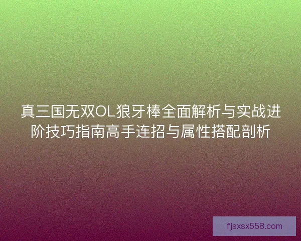 真三国无双OL狼牙棒全面解析与实战进阶技巧指南高手连招与属性搭配剖析