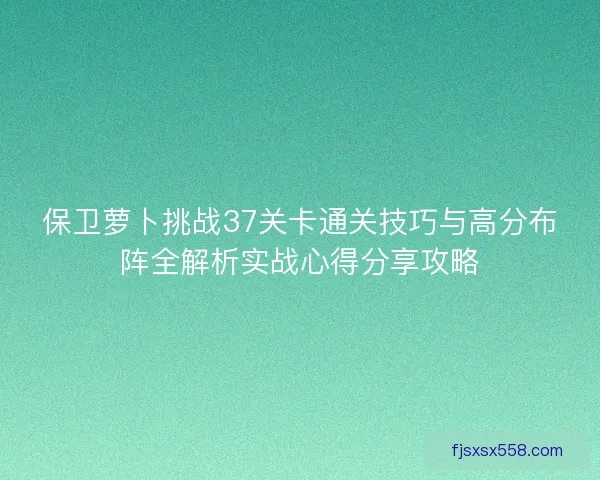保卫萝卜挑战37关卡通关技巧与高分布阵全解析实战心得分享攻略